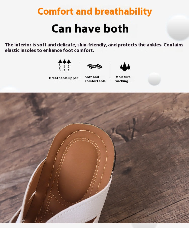 Sandalias de cuña plana con lazo calado