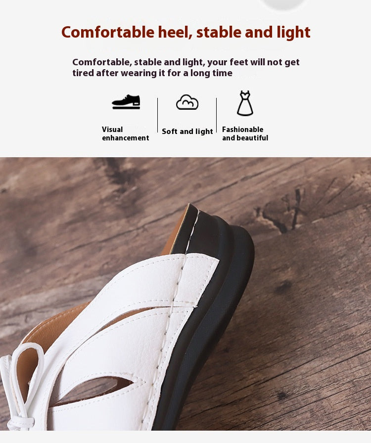 Sandalias de cuña plana con lazo calado