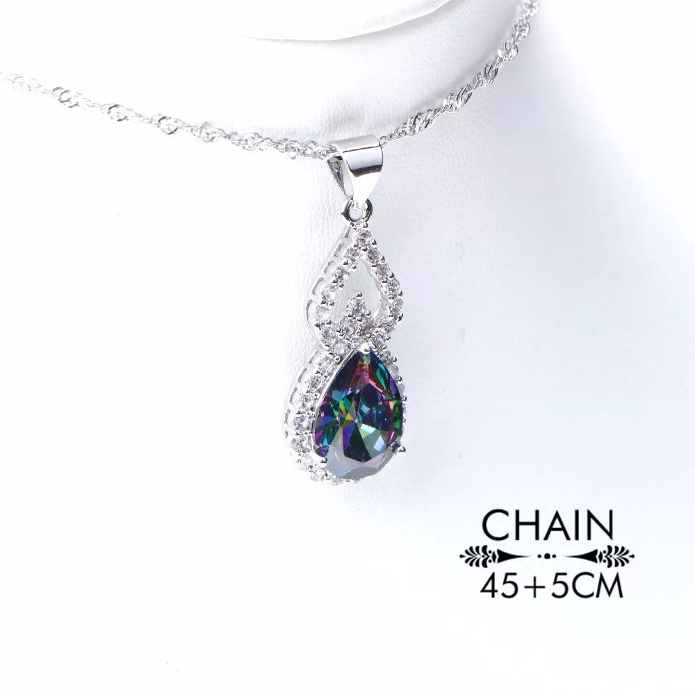 Conjunto Natural Rainbow con piedras de plata de ley 925