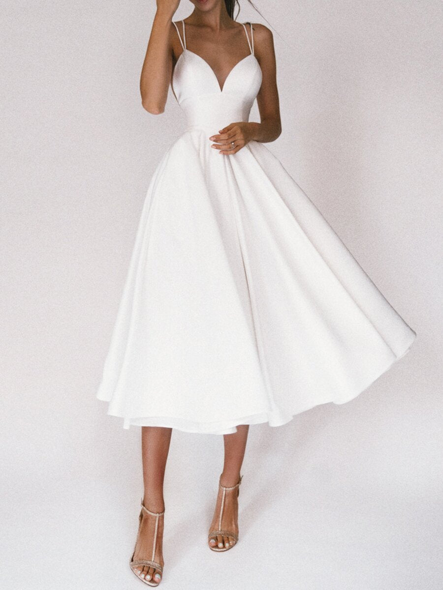 VESTIDO MIDI SATÉN 'AURORA NUPCIAL'